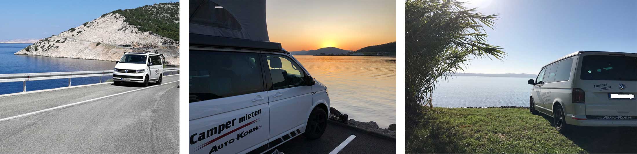 Bildergalerie von VW Camper mit Naturlandschaft und Strassen